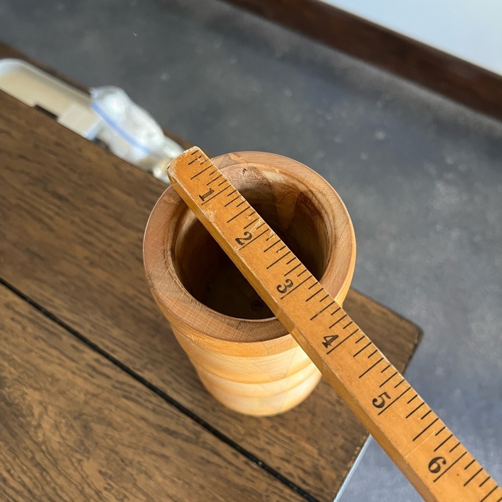 Turned Wood Candleholder Chunky Vintage 1970s Rustic Wooden Lodge Beach Style - Picture 9 of 10
